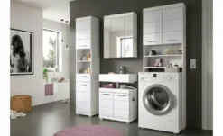 Waschmaschinenumbauschrank SCHLOONSEE, Breite 63cm, für Waschmaschine & Trockner, 2 Türen, MDF-Front, in verschiedenen Farben, Überbauschrank, Umbauschrank, Badschrank Schloonsee
