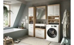 Waschmaschinenumbauschrank SCHLOONSEE, Breite 63cm, für Waschmaschine & Trockner, 2 Türen, MDF-Front, in verschiedenen Farben, Überbauschrank, Umbauschrank, Badschrank Schloonsee