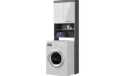 Waschmaschinenumbauschrank SCHLOONSEE, Breite 63cm, für Waschmaschine & Trockner, 2 Türen, MDF-Front, in verschiedenen Farben, Überbauschrank, Umbauschrank, Badschrank Schloonsee