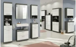 Waschmaschinenumbauschrank SCHLOONSEE, Breite 63cm, für Waschmaschine & Trockner, 2 Türen, MDF-Front, in verschiedenen Farben, Überbauschrank, Umbauschrank, Badschrank Schloonsee