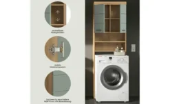 Waschmaschinenumbauschrank SCHLOONSEE, Breite 63cm, für Waschmaschine & Trockner, 2 Türen, MDF-Front, in verschiedenen Farben, Überbauschrank, Umbauschrank, Badschrank Schloonsee